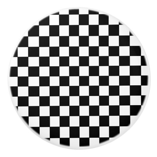 Geruit wit en zwart keramische knop (Voorkant)