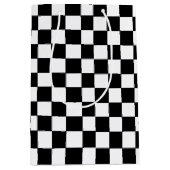 Geruit wit en zwart medium cadeauzakje (Voorkant)