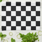 Geruit wit en zwart theedoek (Gevouwen)