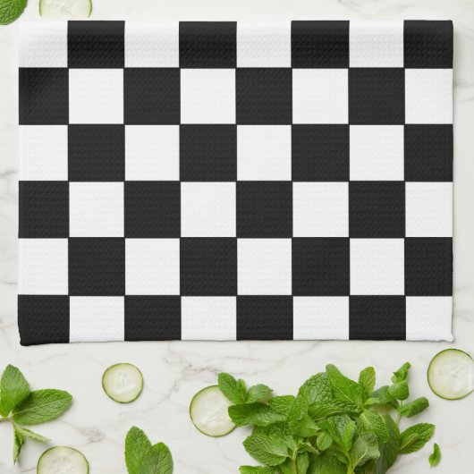 Geruit wit en zwart theedoek (Gevouwen)