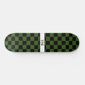 Geruit Zwart & Donkergroen Aangepaste Naam Initial Persoonlijk Skateboard (Horizontaal)