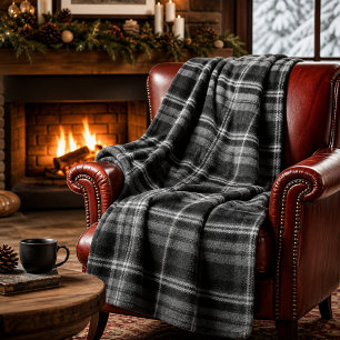 Geruit Zwart en Wit Cozy Fleece Deken
