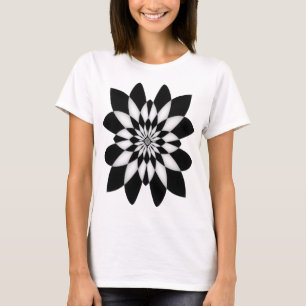 Geruit zwart-wit bloemontwerp t-shirt