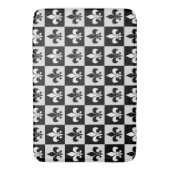 Geruit zwart wit Fleur-de-Lis patroon Badmat (Voorkant Verticaal)