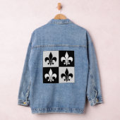 Geruit zwart wit Fleur-de-Lis patroon Denim Jacket (Hangar)