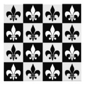 Geruit zwart wit Fleur-de-Lis patroon Foto Afdruk (Voorkant)