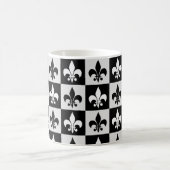 Geruit zwart wit Fleur-de-Lis patroon Koffiemok (Center)