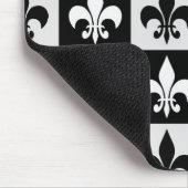 Geruit zwart wit Fleur-de-Lis patroon Muismat (Hoek)