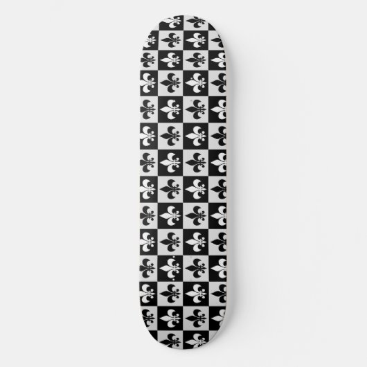 Geruit zwart wit Fleur-de-Lis patroon Persoonlijk Skateboard (Voorkant)