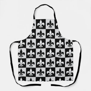 Geruit zwart wit Fleur-de-Lis patroon Schort