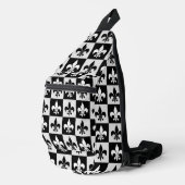 Geruit zwart wit Fleur-de-Lis patroon Sling Bag (Rechterhoek)