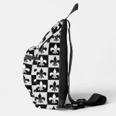 Geruit zwart wit Fleur-de-Lis patroon Sling Bag (Rechts)