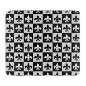 Geruit zwart wit Fleur-de-Lis patroon Snijplank (Voorkant)