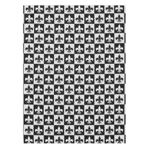 Geruit zwart wit Fleur-de-Lis patroon Tafelkleed