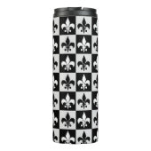 Geruit zwart wit Fleur-de-Lis patroon Thermosbeker (Achterkant)
