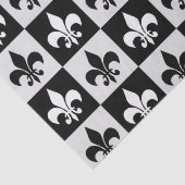 Geruit zwart wit Fleur-de-Lis patroon Tissuepapier (Detail)