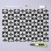 Geruit zwart wit Fleur-de-Lis patroon Tissuepapier (Craft)