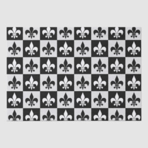 Geruit zwart wit Fleur-de-Lis patroon Tissuepapier