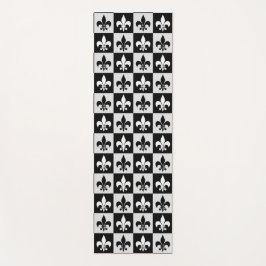 Geruit zwart wit Fleur-de-Lis patroon Yogamat