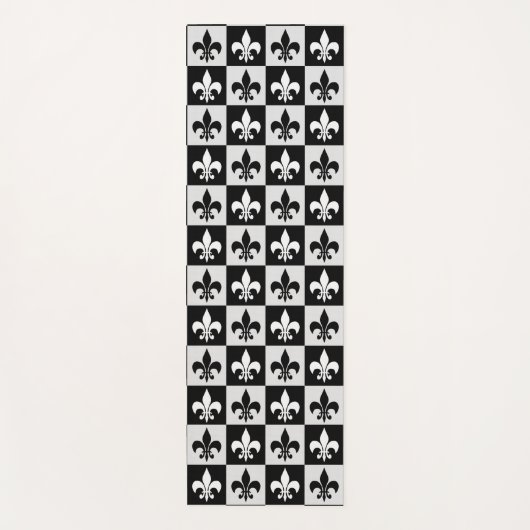 Geruit zwart wit Fleur-de-Lis patroon Yogamat (Voorkant)