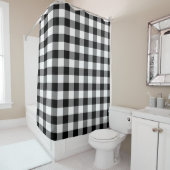 Geruit zwart-wit gingham patroon douchegordijn (In situ)