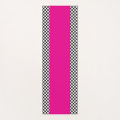 Geruit zwart, wit, heet roze yogamat (Voorkant)