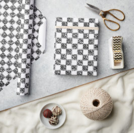 Geruit zwart wit marmer patroon cadeaupapier