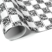 Geruit zwart wit marmer patroon cadeaupapier (Rol Hoek)