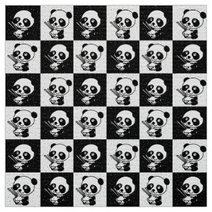 Geruit zwart-wit panda Beer Stof