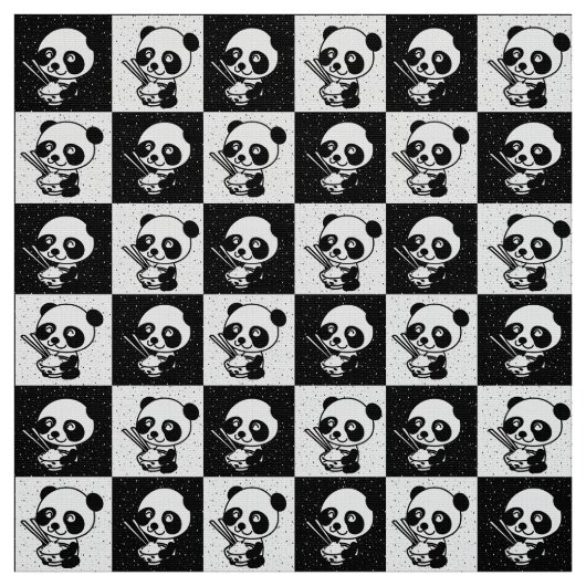 Geruit zwart-wit panda Beer Stof (Swatch)