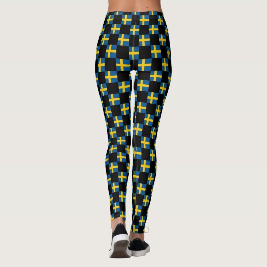 Geruit Zweeds vlagpatroon Leggings (Achterkant)