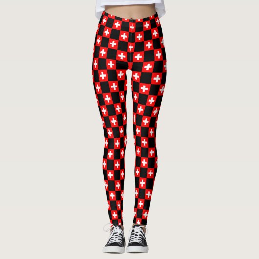 Geruit Zwitserland vlag patroon Leggings (Voorkant)