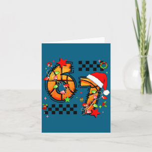 Geruite 67 Basketbal Kerstman Hoed Kerst Zes Se Kaart