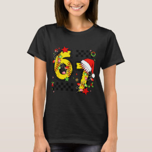 Geruite 67 Softbal Kerstman Hoed Kerst Zes Zeven T-shirt