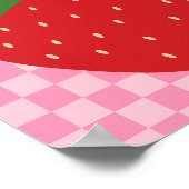 Geruite aardbeien retro fruit roze en rood poster (Hoek)