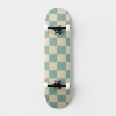 Geruite Aqua Retro Persoonlijk Skateboard (Voorkant)