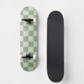 Geruite Aqua Retro Persoonlijk Skateboard (Voorkant)
