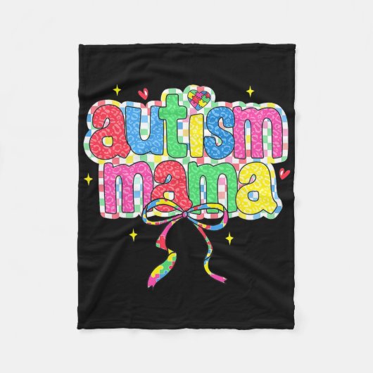 Geruite Autisme Mama Coquette Boog Autisme Awarene Fleece Deken (Voorkant)