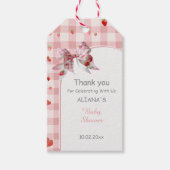 Geruite Baby Roze Coquette Baby Shower Cadeaulabel (Voorkant)