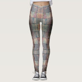 Geruite Baksteen Rood en Grijs Grunge Chic Leggings (Voorkant)