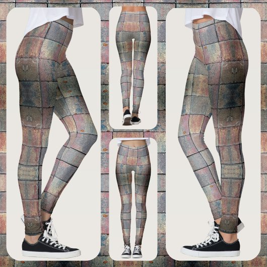 Geruite Baksteen Rood en Grijs Grunge Chic Leggings