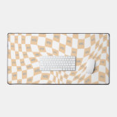 Geruite beige en grijze moderne retro bureaumat (Keyboard & Muis)