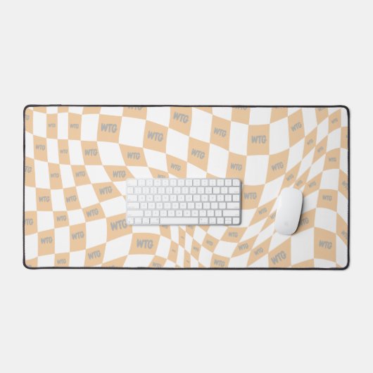 Geruite beige en grijze moderne retro bureaumat (Keyboard & Muis)