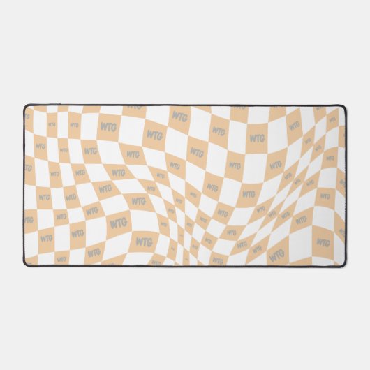 Geruite beige en grijze moderne retro bureaumat (Voorkant)