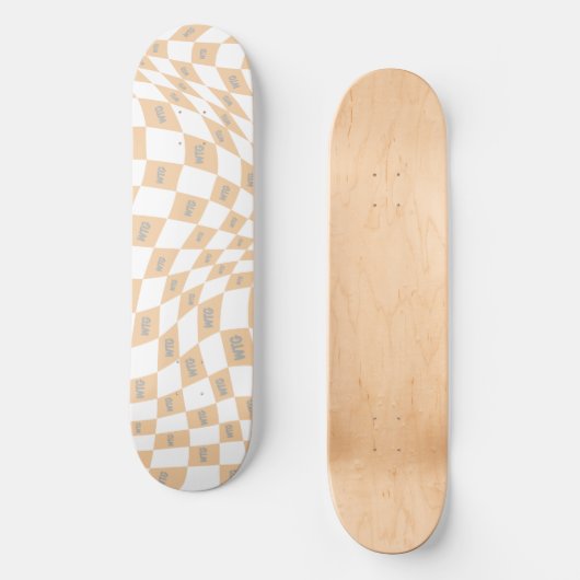 Geruite beige en grijze moderne retro persoonlijk skateboard (Voorkant)