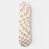 Geruite beige en grijze moderne retro persoonlijk skateboard (Voorkant)