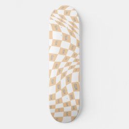 Geruite beige en grijze moderne retro persoonlijk skateboard