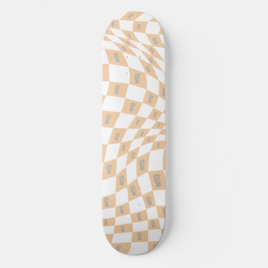 Geruite beige en grijze moderne retro persoonlijk skateboard (Voorkant)