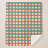 Geruite beige groene rode sherpa deken (Voorkant)