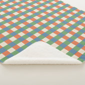 Geruite beige groene rode sherpa deken (3/4)